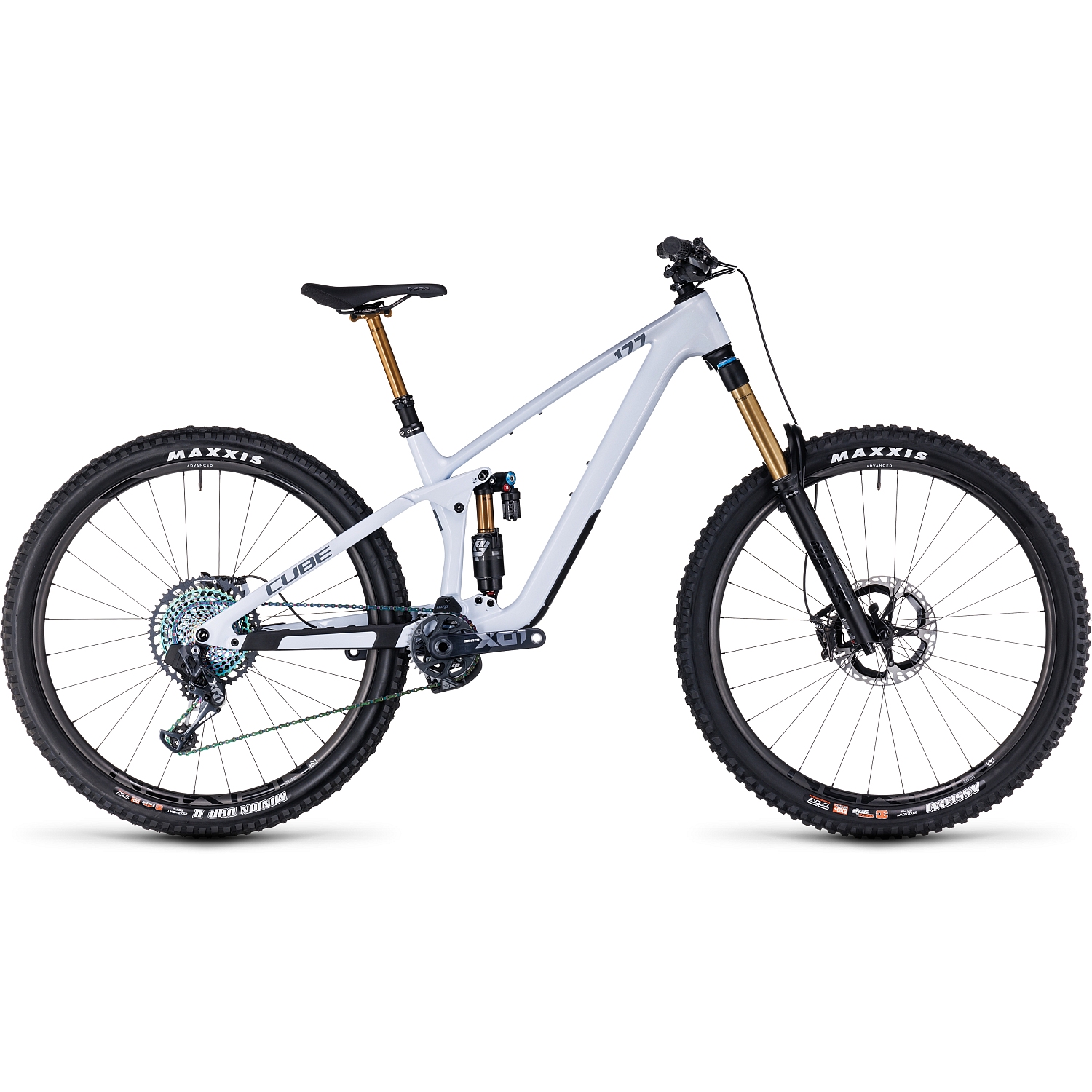 stereo-one77-c68x-slt-29-flashwhite-grey-1433830.jpg CUBE STEREO ONE77 C:68X SLT - 29" Carbon Mountainbike - 2023 - flashwhite / grey - Image 1
